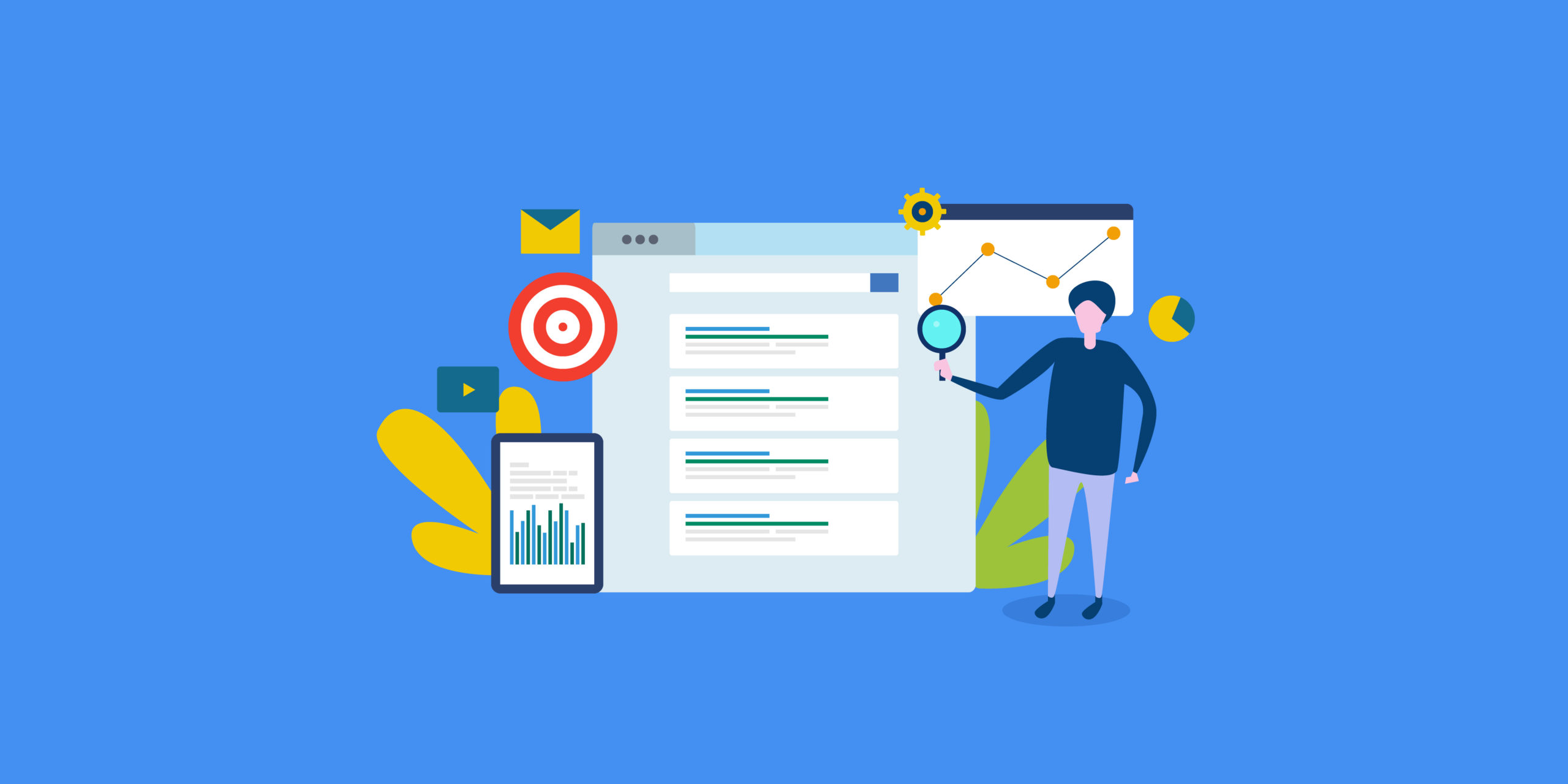 Search engine result page, seo expert, ranking analysis concept